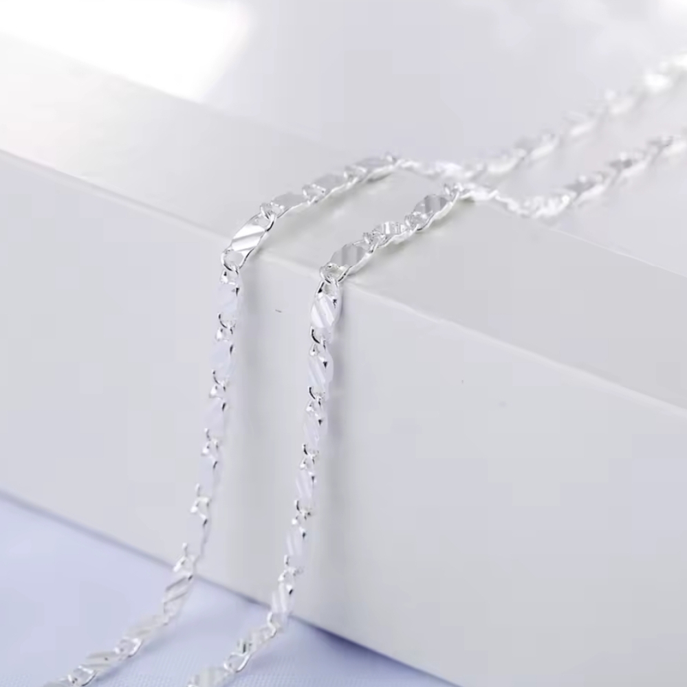 925 Sterling Silver 2 Mm Spanish Style Fashion Chain Christmas Birthday Gift New View 6